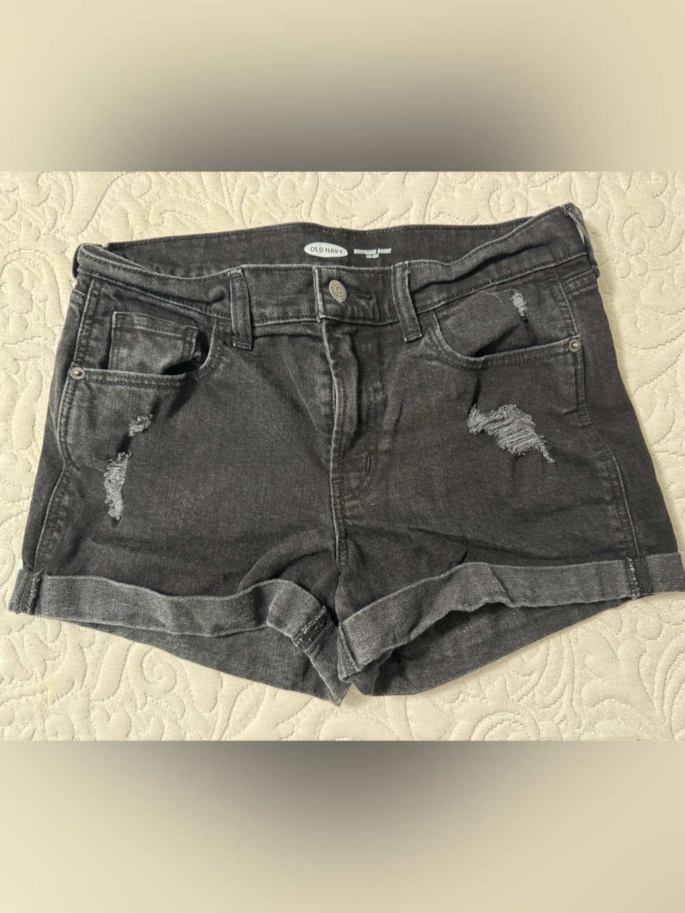 Old Navy Black Distressed Denim Jean Shorts